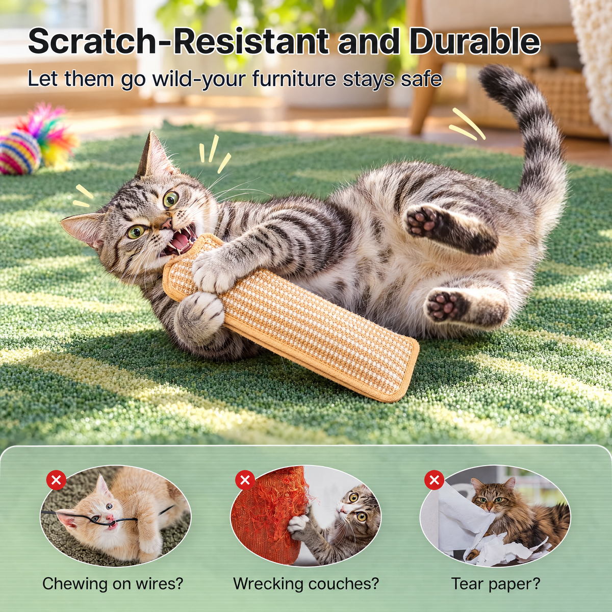 Cat Toys Pack of 2 with 6000Mg A+ Organic Catnip, Sisal Material